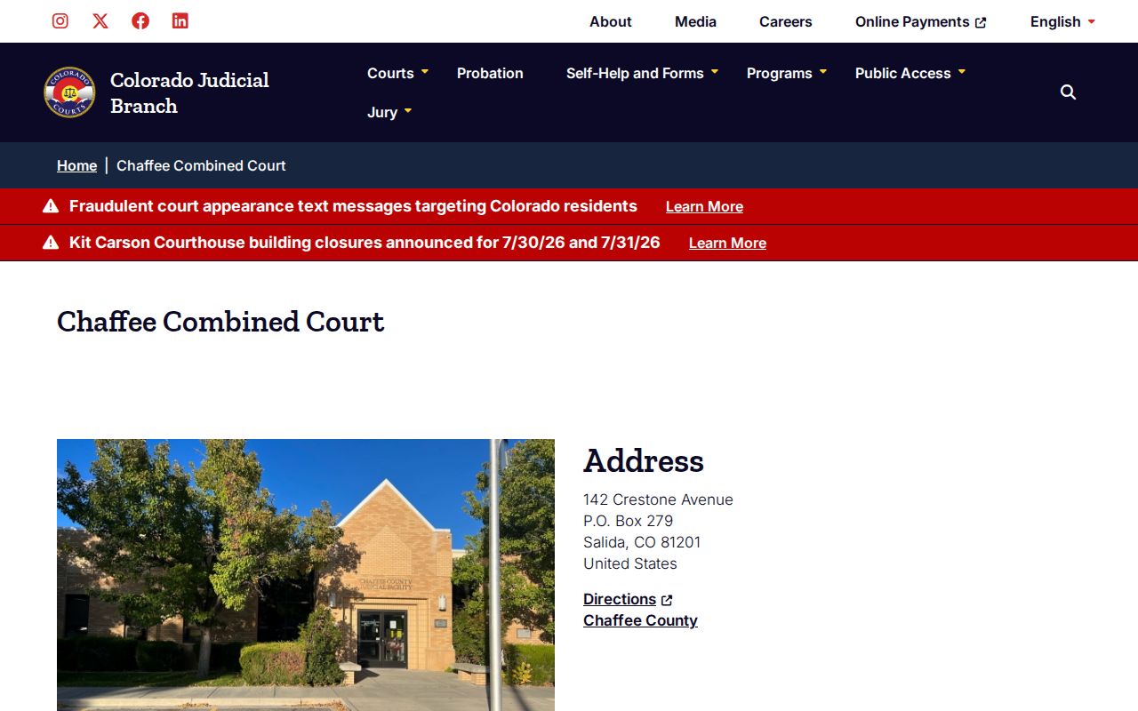 Chaffee County criminal court record location