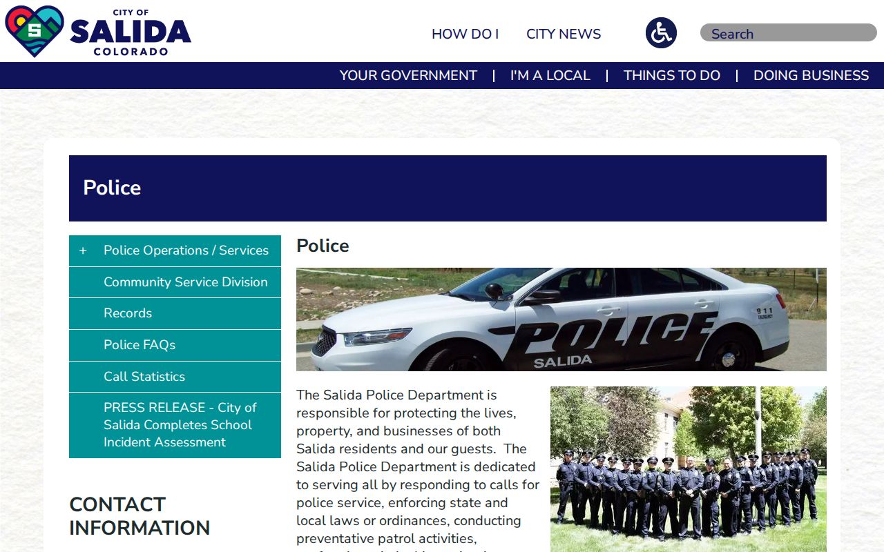 Salida Police building for local criminal records requests