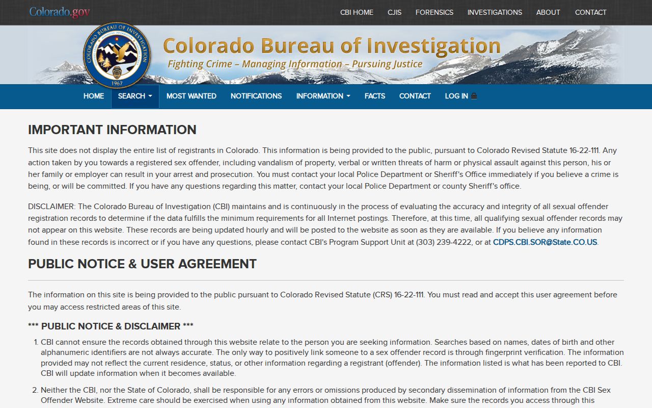 Chaffee County registry name and location search fields